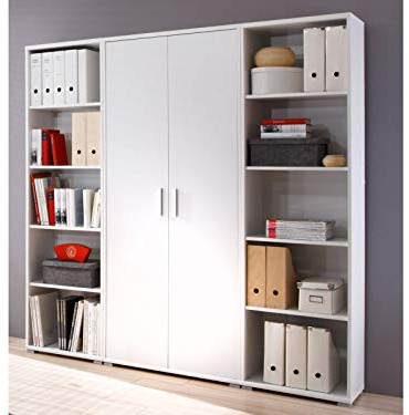 Regalwand Aktenschrank Büroschrank Schrankwand Büromöbel Regal Clermont I Weiß