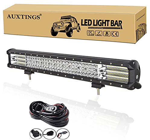 AUXTINGS 20 Zoll 510W LED Lichtleiste 4 Reihen Spot Flut Flut Combo Beam Off Road Lights Arbeitsleuchte mit Kabelbaum für Jeep Trucks SUV ATV UTV Bootsleuchten, wasserdicht