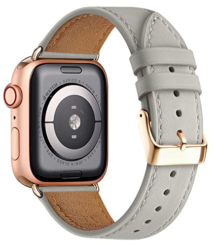QAZNZ Genuine Leather Straps for Apple Watch Strap for Women Men Dressy | 44mm 45mm 42mm(Series 1 2 3) 46mm 49mm,Replacement Wristband for iWatch SE 1/2/3 Series 11 10 9 8 7 6 5 4 Ultra 3/2/1 Office
