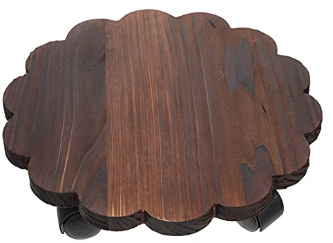 BESPORTBLE Pflanzenroller Holz Blumentopf Gefäßroller mit Bremse Kübelroller 25cm Rund Blumentopf Untersetzer Transporthilfe Für Pflanzen Pflanzgefäß Mülleimer Garten Zuhause Büro