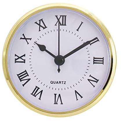 ISAKEN 3-1/2 Zoll (90 mm) Uhrwerk, Einsteckuhrwerk Runde Uhr aus Quarzuhr mit Römischen Ziffern, für 90 mm Durchmesser Wanduhr Uhr Klein DIY Uhrwerk Zubehör