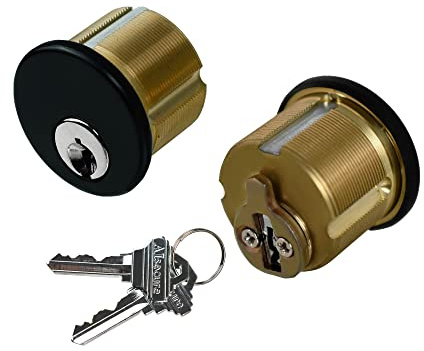 Brass Mortise Cylinder Lock，Commercial storefront Door Lock Mortise cylinders Compatible with Adams Rite, Kawneer, and Vistawall deadbolts. Comes in Black, 2-Pack ，with Matching Keys.