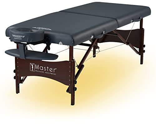 Master Massage Newport Mobil Massageliege Kosmetikliege Therapiebett Klappbar mit Ambiente Beleuchtung Holz 71cm Königsblau
