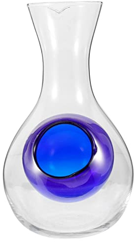 Flutes Japanese Cold Sake Glass Decanter Bottle Wine Decanter with Ice Pocket Cold Sake Chilled Server Wine Pour Carafes Whiskey Dispenser for Home Blue 400ML Red