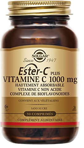 Solgar Ester-C® Plus 1000 mg - Défenses Immunitaires - Vitamine C - Antioxydants - Réduction de la fatigue - Immunité - Vitalité et énergie - Complément Alimentaire - Flacon de 30 comprimés