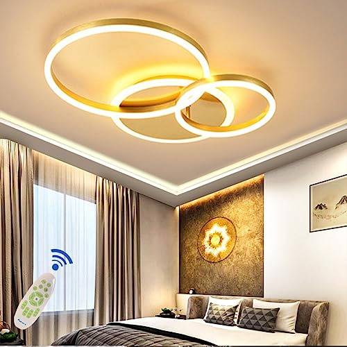 MyLjp LED Deckenleuchte Wohnzimmerlampe Ring Design Metall Deckenlampe Dimmbar Acryl Deckenbeleuchtung Kinderzimmer Lampe Esszimmer Schlafzimmerlampe Lichter Kronleuchter