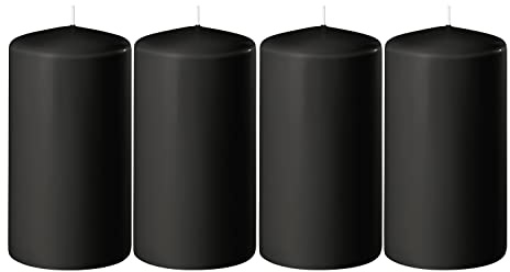 Home4You Stumpenkerzen - Schwarz - Echtwachs - 6 x 13 cm - selbstlöschend - 4er Set