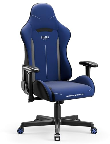 Diablo Gamingstol X-St4rter | Tygöverdrag, Justering av Armstöd, Vridningsmekanism, Kontorsstol upp till 136 kg | Vridbar Stol, Skrivbordstol Ergonomisk | Marinblå