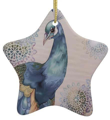 Weihnachtsschmuck Schöne Pfau Gedruckt Keramik Hängende Ornament Mit Goldschnur Porzellan Weihnachtsbaum Ornament Dekorationen