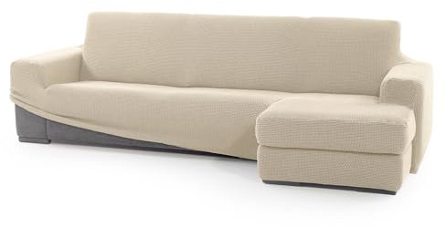 SOFASKINS® super elastischer Chaise Longue überzug, Sofabezug Kurze rechte Armlehne, Sofa überzug atmungsaktiv, bequem und langlebig, Kompatible Abmessungen des Sofas (210-340 cm), Farbe beig