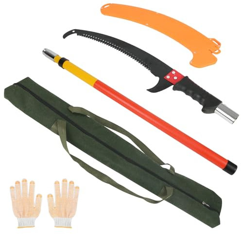 Pole Pruning Saw,CEIEVER Tree Pole Pruner 2m Tree Pruner Tree Loppers with Saw case and Gloves Pole Pruner Manual Branches Trimmer for Forestry,Lawn,Garden Branch Trimming Cutting