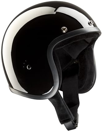 BANDIT Jet Classic Open Motorcycle Helmet Gloss Black Custom Biker Style Sun Peak Included JETGB (S)
