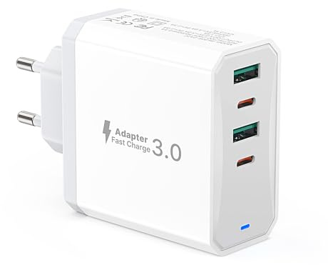 USB C Ladegerät, 4 Port USBC Stecker 50W Schnellladegerät Mehrfach mit PD 25W und QC 18W, für iPhone 15 Pro Max 14 Plus 13 12 11 SE XR XS 8, Samsung, Handy Adapter Ladeadapter Netzteil Ladestecker