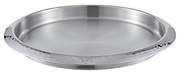 Buckingham Stainless Steel Round Serving Bar Tray Bar 35 cm (Hammered Effect Border)