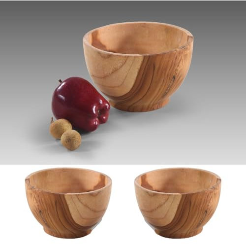 LEBENSwohnART 2tlg. Set Teak Schale LOLA ca. D15cm Holzschale Dekoschale Schüssel