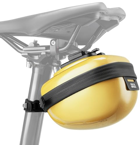 ROCKBROS Fahrrad Satteltaschen Hard Shell Fahrradsitz Tasche für MTB Rennrad E-Bike 0,4 L mit Halterung Gelb
