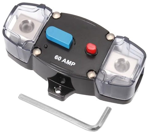 DMiotech 1 Set Interruttore Manuale Resettabile 12-48V 60A, Interruttore Di Protezione Da Manuale Resettabile Con Chiave A Bussola Mini Interruttori Elettrici Portafusibili Per Auto Barche