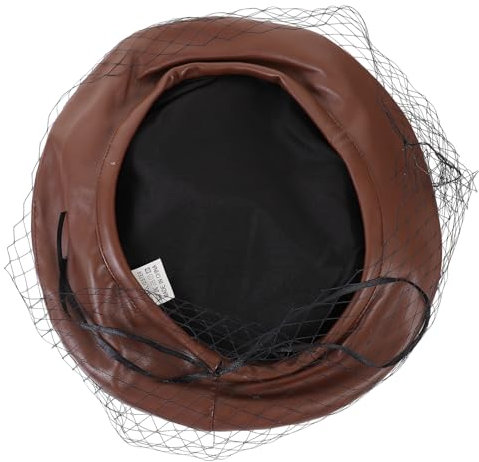 VALICLUD Béret Français Classique pour Femme Béret à Voilette Décoratif Chapeau Cuir PU Rétro