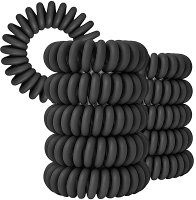 Specora-Classic Spiral Haargummi Mattschwarz – 4 cm – 10er Pack – TPU – Telefonkabel Zopfgummi – Ohne Ziepen & Verheddern – Keine Knicke – Haarschonend