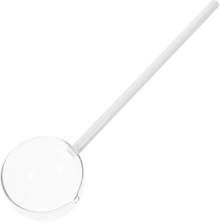 WEKADRIN High Borosilicate Glass Spoon Spout, Heat-Resistant Multi-use Tea Brewing and Soup Serving Spoon for Kitchen and Dessert, White