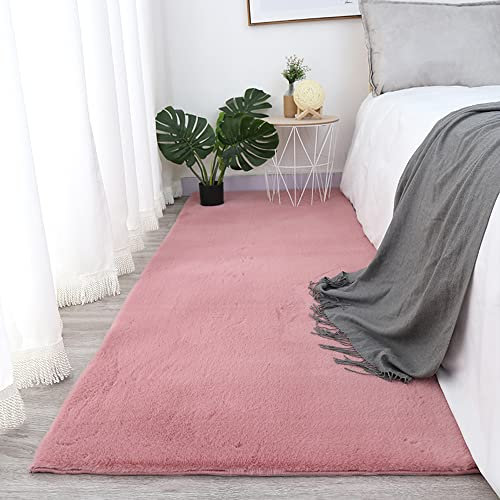SXYCYRC Hochflor Teppich wohnzimmerteppich Langflor - Teppiche für Wohnzimmer flauschig Shaggy Schlafzimmer Bettvorleger Carpet,Pink b,60 x 120 cm