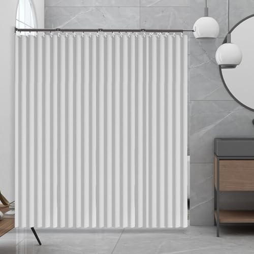 Klappbar Duschvorhangstange mit Wasserdicht Duschvorhang, Verstellbare Ausziehbar Duschstange Ecke, 360° Drehbar Duschvorhangwinkelstangen Duschvorhangstangesystem für Badewannen /Bad (Grau 4-fach)