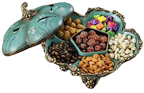 HTTGDGDH 360° Rotatable Fruit Plate, Nut Bowl, Nut Serving Platter, Snack Platter,Serving Tray With Lid Dry