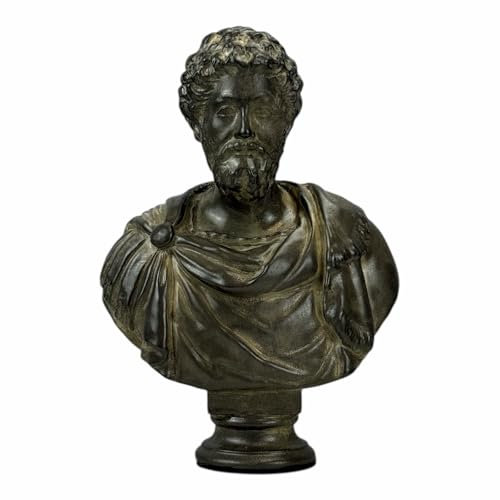 Busto de Marco Aurelio - Escultura del emperador romano y filósofo estoico | Arte griego hecho a mano en yeso | Decoración clásica de 7 pulgadas