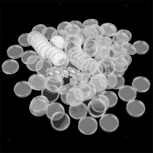 URPIZY 100 Stück Münzkapseln 35Mm Durchmesser Transparente Runde Aufbewahrungsbox Für Münzen Sammlermünzen Münzhalter Aus PS-Kunststoff Mit Sichelöffnung Münzsammelzubehör Schutzhüllen