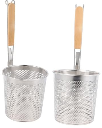 LIFKOME 2 Piezas Placa de polvo de acero inoxidable dumpling fabricante colador de fideos de cocina canasta de filtro de metal colador chino cesta para blanquear canasta de pasta Plata