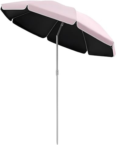 Neigbarer Gartenschirm, Strandschirm UPF 50+, Terrassenschirm für den Außenbereich mit Tragetasche(Pink,260cm/8.5ft)