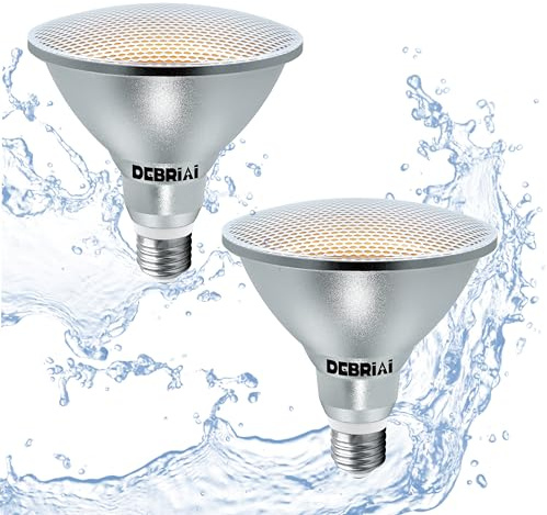 DEBRiAi E27 PAR38 LED Lampe, 18W 2700K Warmweiß Ersetzt 120W Halogen Leuchtmittel, IP65 1700 Lumen Strahler Flimmerfrei, Reflektorlampen Abstrahlwinkel 60° Spot Birnen, Nicht Dimmbar, 2er-Pack