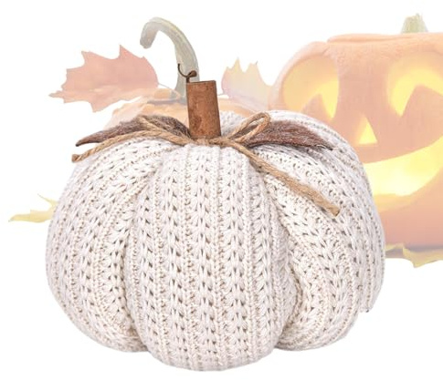 Djowyh Citrouilles décoratives en tricot - Décoration d'automne - Décoration d'intérieur - Fête de la récolte - Citrouille tricotée - Décoration d'automne pour Thanksgiving - Affichage des jours