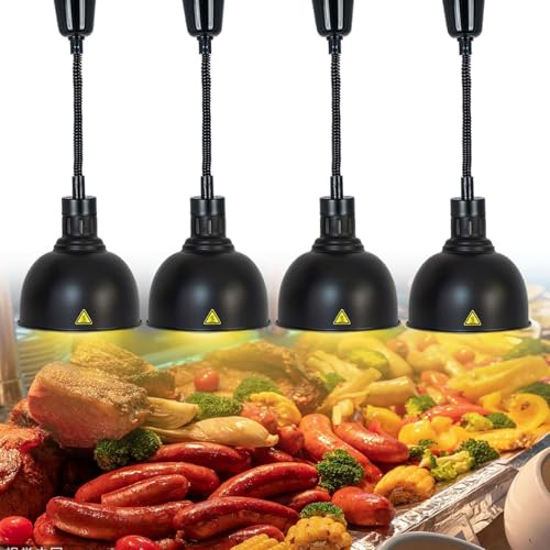 Confezione da 4 Lampada Scaldavivande, Lampada Scaldavivande Buffet Luci da Cucina Lampada Termica Lampadina 250w per Feste A Casa Ristorante Cucina, Black
