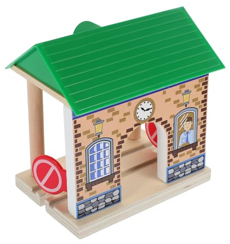 SUPVOX Stazione del Treno in Legno Robusta e Resistente Superficie Liscia e Levigata, Accessorio Gioco per Ragazzo Ragazza per Giardino e Parco Giochi