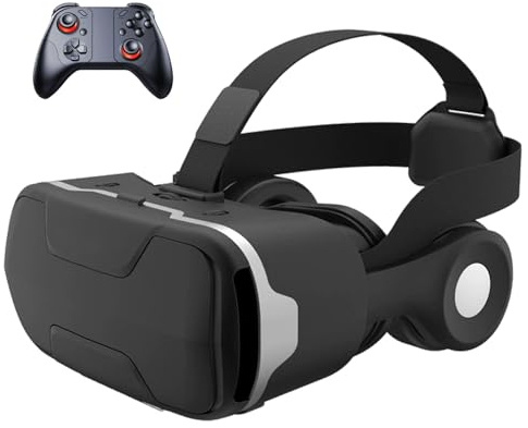 Casque VR avec Écouteurs, Casque Réalité 3D Virtuelle, Lunettes de Réalité Virtuelle 3D, Compatible avec Smartphones 4,7–7,2 Pouces, pour Jeux Et Films 3D, Cadeau pour Enfants Et Famille(C)