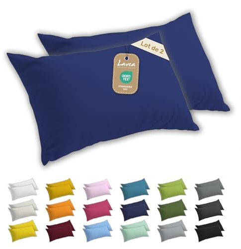 Lavea® 2er Set Kissenbezug 50x70 - Royalblau | 100% Baumwolle Jersey – Weiche Kissenhülle & Kopfkissenbezüge, OEKO-TEX® Standard