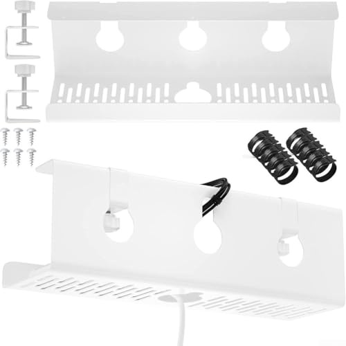 Under Desk Cable Management Tray, Metal Desk Cable Organiser Wire Tidy, Wire Organiser Holder For Power, Data, And Audio Cables, 35X12x13.5cm