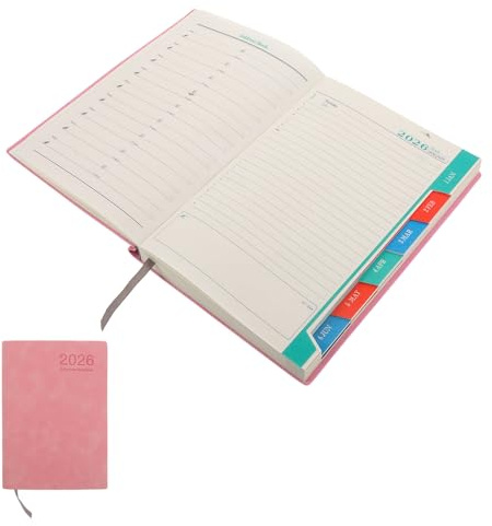 UKCOCO Agenda Anual 2026 A5 Rosa Planificador Diario y Mensual Calendario 365 Días Cuaderno de Tareas Portátil para Organización de Trabajo y Estudio