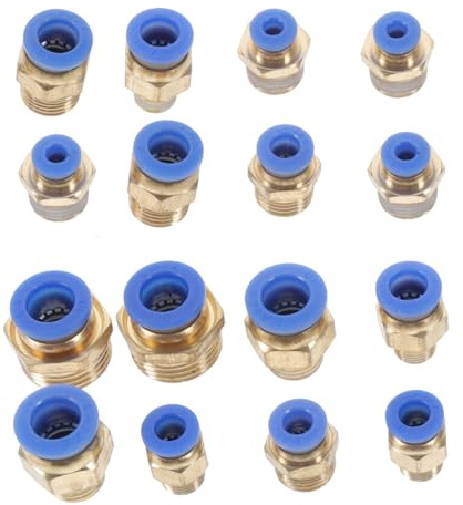 FUOYLOO Set 16 Pezzi Raccordi a Crimpare in Plastica per Tubi Aria, Connettori a Sgancio Rapido Dritti, Compatibili Compressori e Utensili Pneumatici, senza Perdite, Uso Industriale