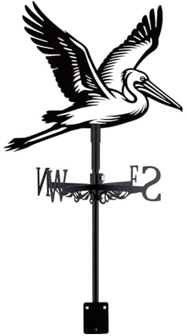 SUPERDANT Pelikane Wetterhahn Gusseisen Windrichtungsanzeiger Matt Schwarz Vogel Dachspitze Dekorative Wetterfahne Outdoor Garten Hof Scheune Windrichtungsanzeiger 29x29cm
