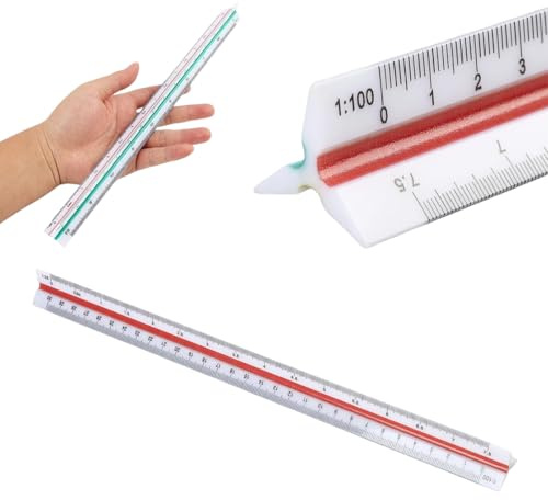 AEUXZA Dreikantmaßstab 30 cm aus PS-Kunststoff, Architektur Lineal mit 6 metrischen Maßstäben 1:20 1:25 1:50 1:75 1:100 1:125, Dreikantlineal für Architekten Ingenieure Studenten