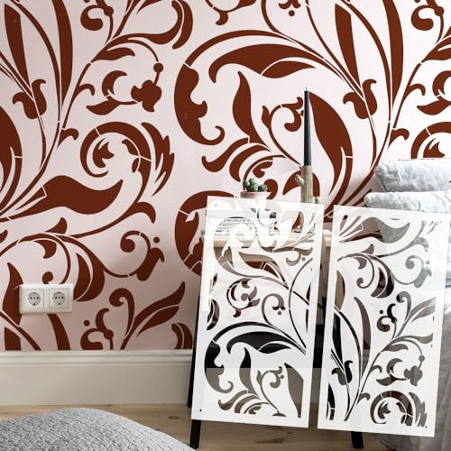 72 cm Retro-Blumenschablonen, Wanddesign, großes Gemälde, extra dimensionale Wandmuster, benutzerdefinierte, wiederverwendbare Spachtelmasse, Decke, vielseitig, übergroße Kunst, S688