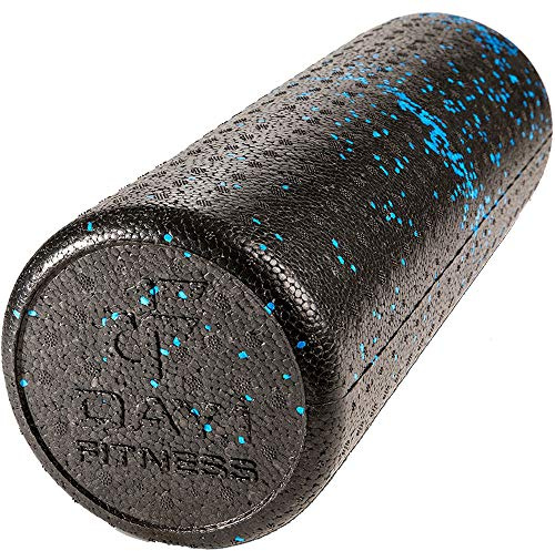 High Density Muscle Foam Rollers by Day 1 Fitness - Sports Massage Rollers for Stretching, Physical Therapy, Deep Tissue, Myofascial Release - Ideal for Exercise and Pain Relief - Speckled Blue, 12”