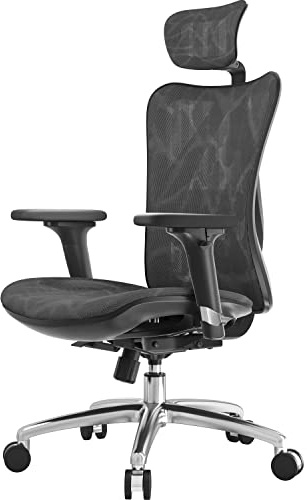SIHOO Ergonomic Office Chair Mesh Desk Chair with Adjustable Lumbar Support 3D Armrests Breathable High Back Computer Chair (Black)