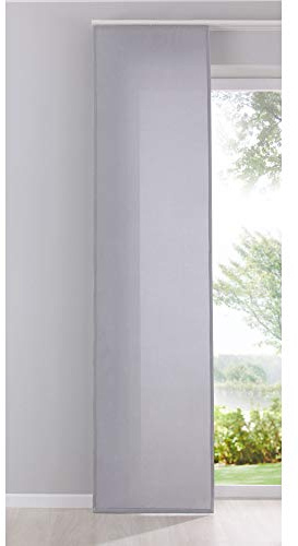 Gardinenbox Flächenvorhang Schiebegardine Cationic Blickdicht Leinen Optik Natura seidenmatt, HxB 245x60 cm, Grau Landhaus Stil, 204411