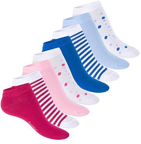 Footstar Dammotiv sneakerstrumpor (8 par) korta söta strumpor med mönster, Mångfärgad, 39-42 EU