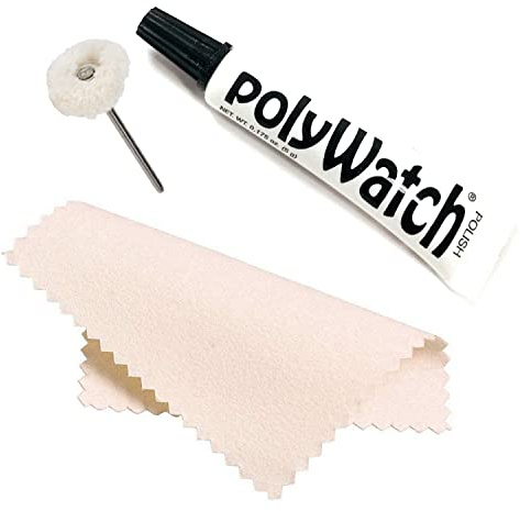 Polywatch Kit de Polissage pour Verre de Montre en Plastique – Polish Anti-Rayures 5ml pour Verres en Plastique, Acrylique & Hesalite – avec Ficelle de Polissage & Chiffon