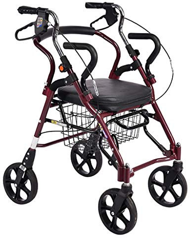 Lattice Gehgestell Aluminium-Rollator, Verstellbarer Rollator Mit Sitz FüR äLtere Menschen, Patienten Mit Behinderung Und EingeschräNkter MobilitäT, Gehstabilisator Mit Vier RäDern