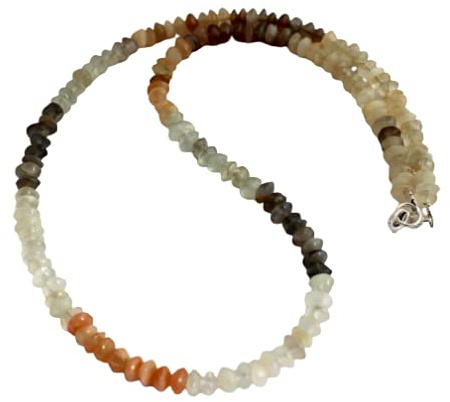 Mondstein Kette mehrfarbige Collier mit 925 Silber Verschluss